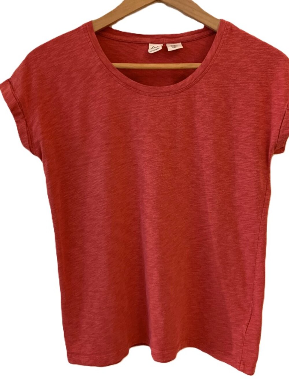 Artisan NY Coral Pink Cotton Modal Blend Tee Top Rolled Sleeve Size XS